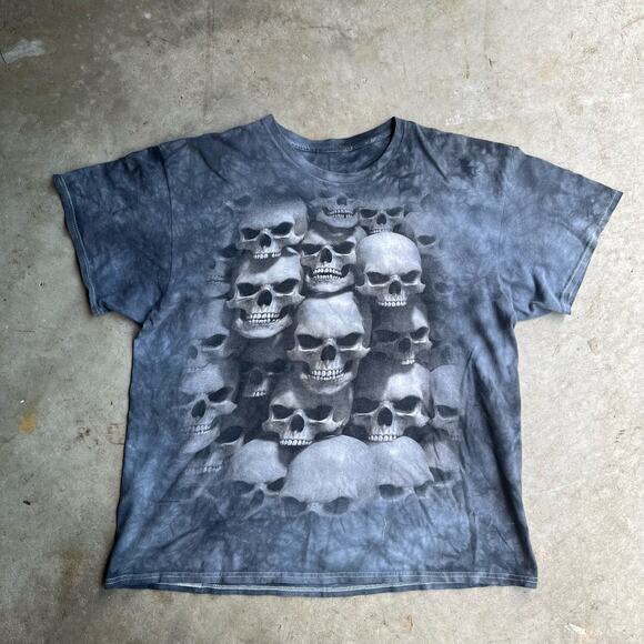 Y2k 2000s mallgoth emo jesse pinkman tye dye skull army gray t-shirt large - Picture 1 of 7